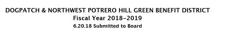 Dogpatch NW Potrero Hill GBD 2018 -2019 Budget Title