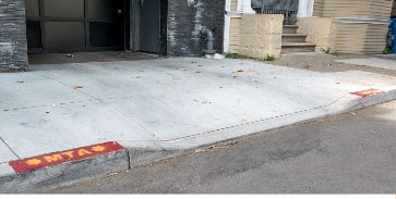 Legally painted red curb driveway cutout San Francisco