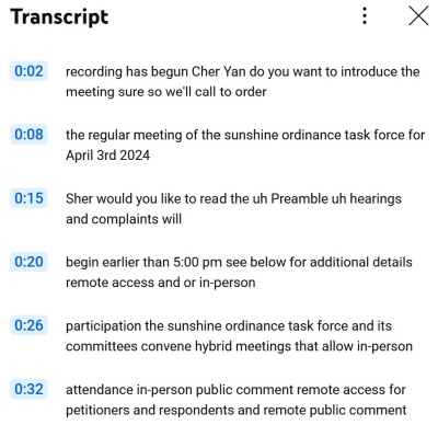 youtube transcript box